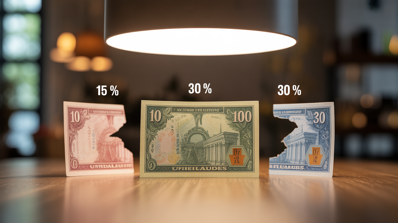 Fragments de billets marqués et intacts sous lampe UV, marque indiquée