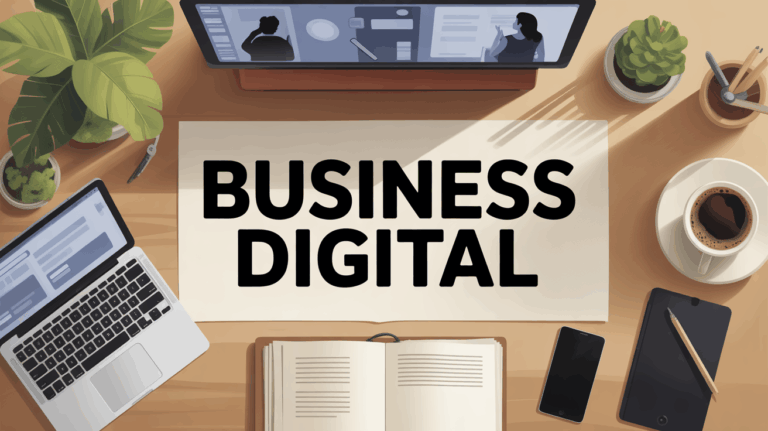 Bureau moderne avec ordinateur et accessoires business digital