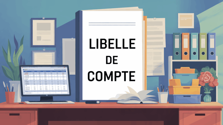 Illustration stylisee bureau avec libelle de compte