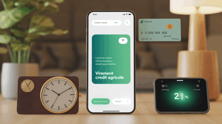 Virement Crédit Agricole notification reçue smartphone carte horloge