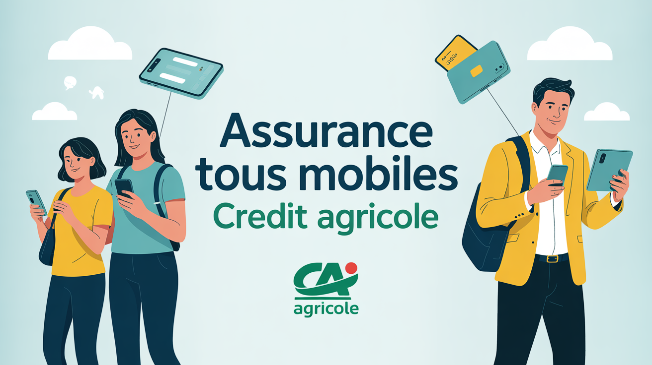 assurance tous mobiles credit agricole illustration famille et professionnel appareils