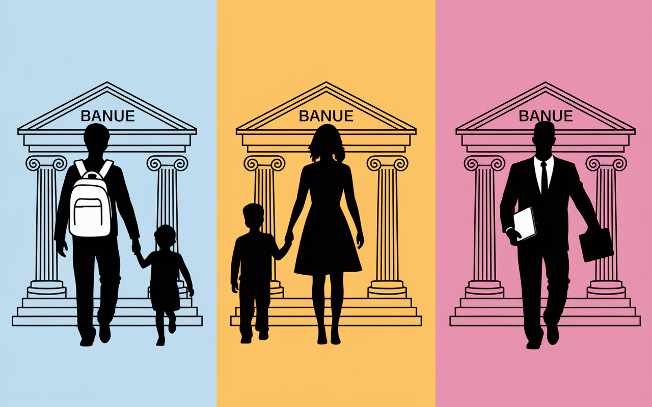 Jeune famille entrepreneur banque adaptée France 2025