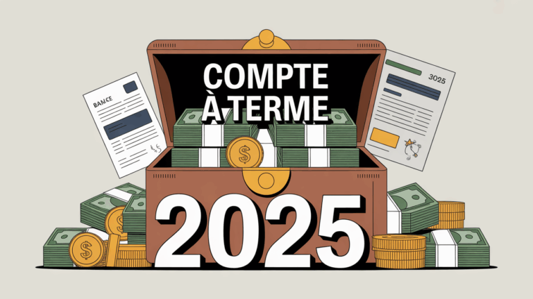 illustration coffre-fort ouvert Compte à Terme 2025 billets pièces sablier