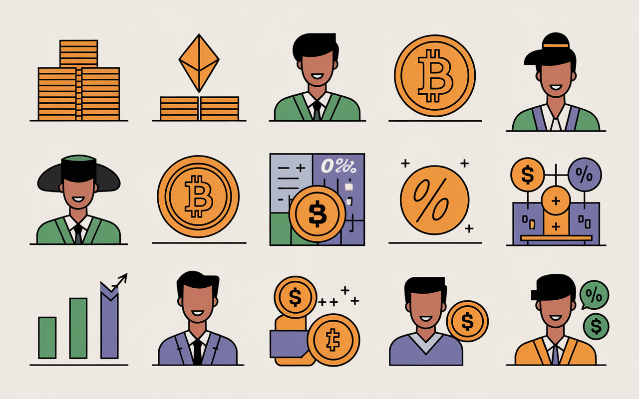 techniques flat tax crypto tableau icônes