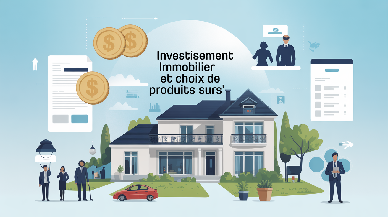 Illustration investissement immobilier et produits sûrs familles entrepreneurs