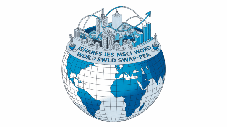 Illustration globe stylisé iShares MSCI World Swap PEA réseau financier