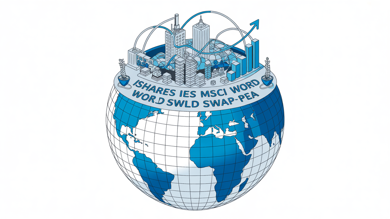 Illustration globe stylisé iShares MSCI World Swap PEA réseau financier
