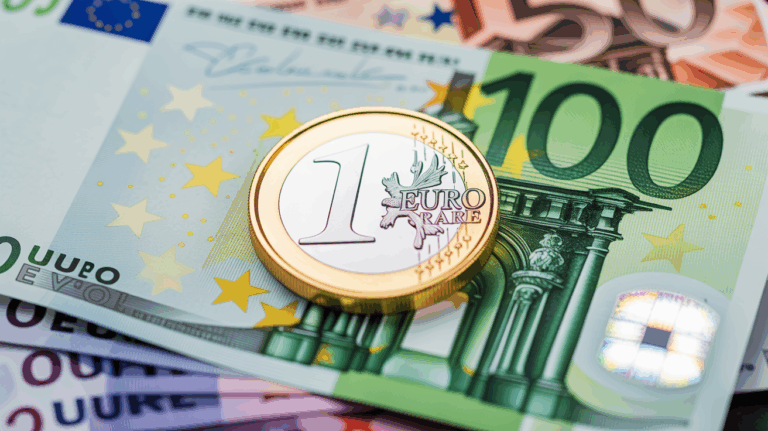 gros plan piece euro rare sur loupe et gants blancs