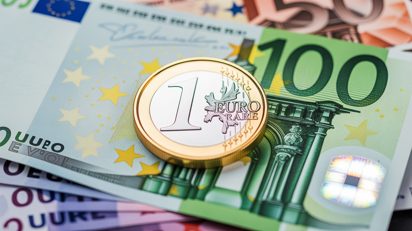 gros plan piece euro rare sur loupe et gants blancs