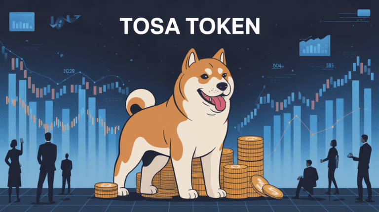 Visuel Tosa Token chien japonais et graphique crypto