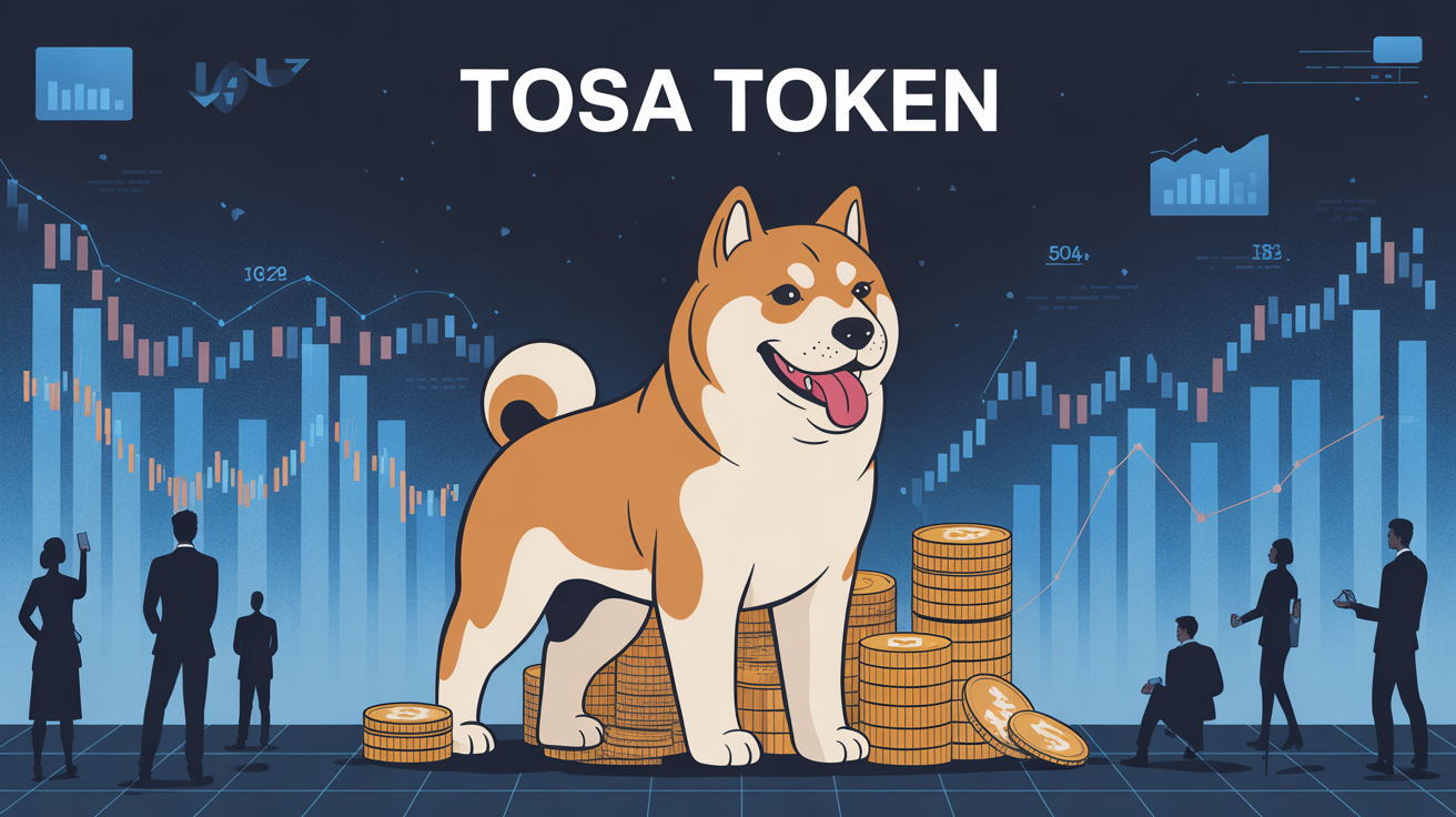 Visuel Tosa Token chien japonais et graphique crypto