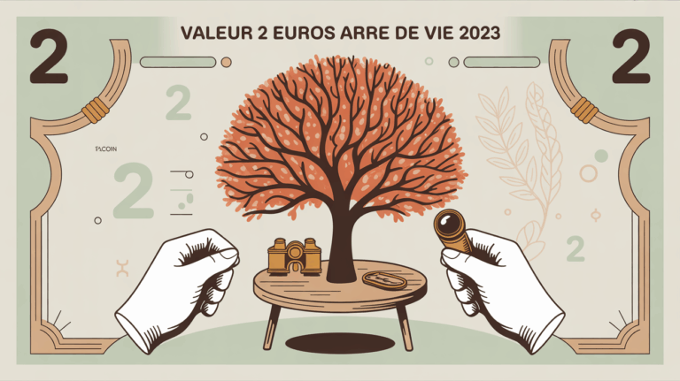 Piece 2 euros Arbre de vie 2023 collection numismatique sur table bois