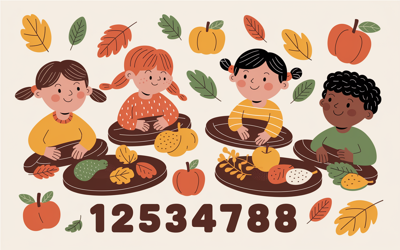 Atelier numération automne maternelle feuilles roues