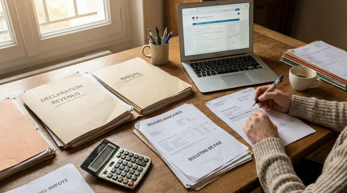bureau organise declaration impots ligne 14 dossiers calculatrice