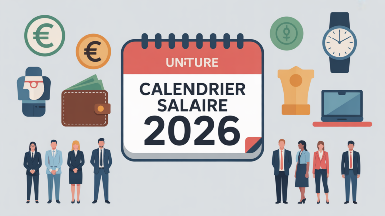 calendrier salaire 2026 mural avec icones euro et agents