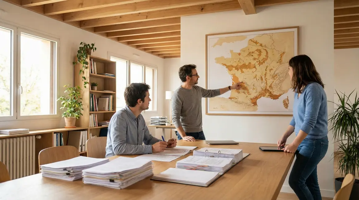 Scène d'entrepreneurs ruraux avec carte ZFRR