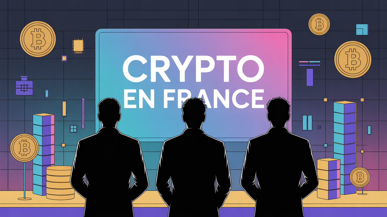 crypto en france univers sécurisé silhouettes écran cadenas
