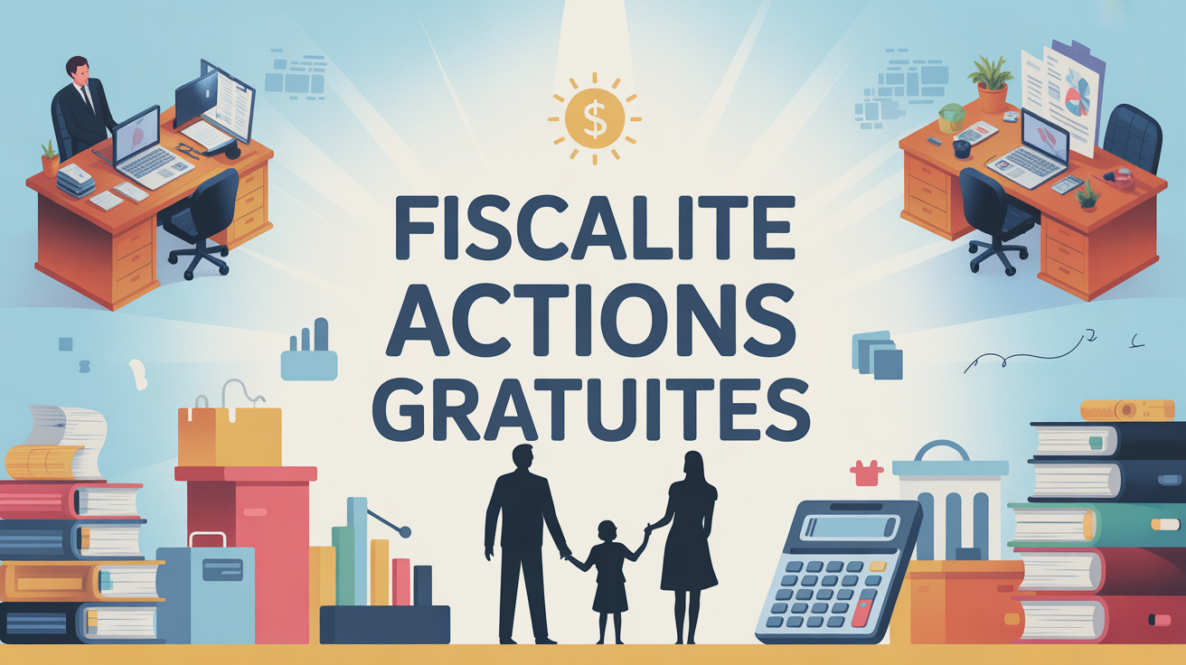 illustration fiscalite actions gratuites bureaux entreprise famille