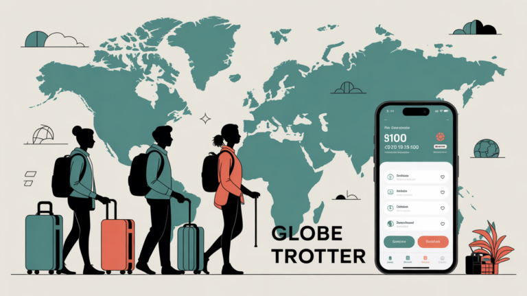 Illustration banque internationale Globe Trotter jeunes voyageurs