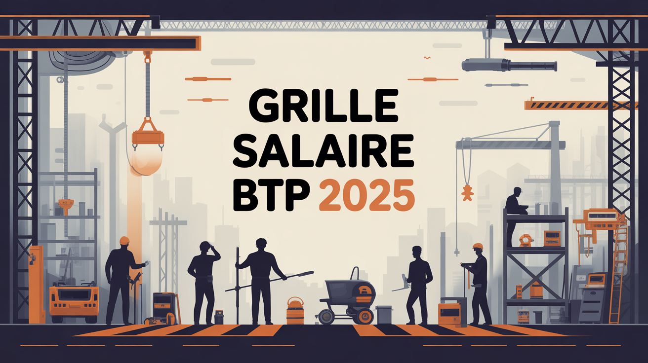 illustration moderne grille salaire btp 2025 chantier