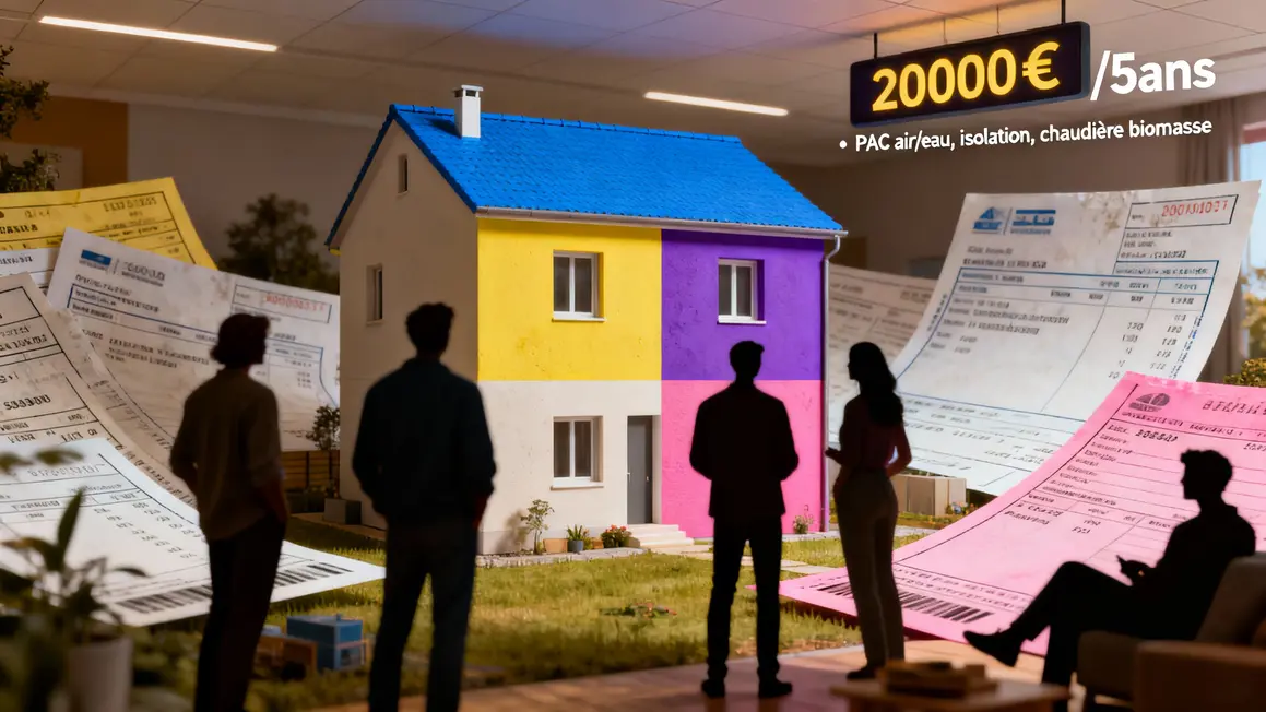 Maison barème couleurs MaPrimeRénov 2026, plafond 20000€, devis factures