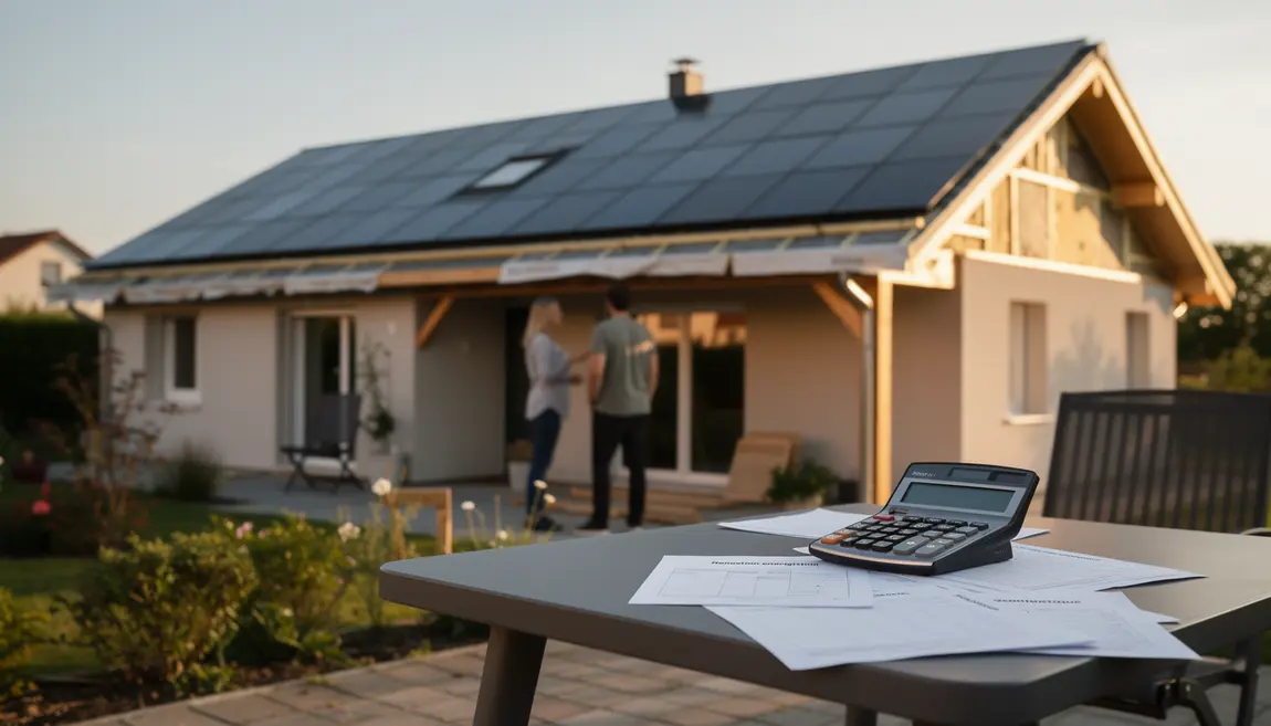 Maison moderne panneaux solaires rénovation énergétique
