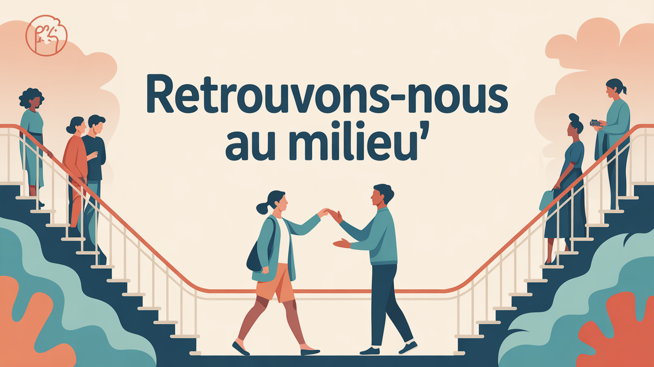 Pont et personnes face a face, harmonie relationnelle
