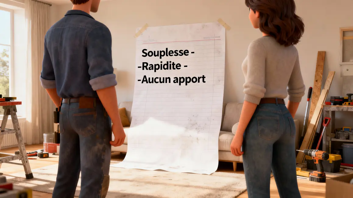 tableau avantages credit travaux dans salon lumineux