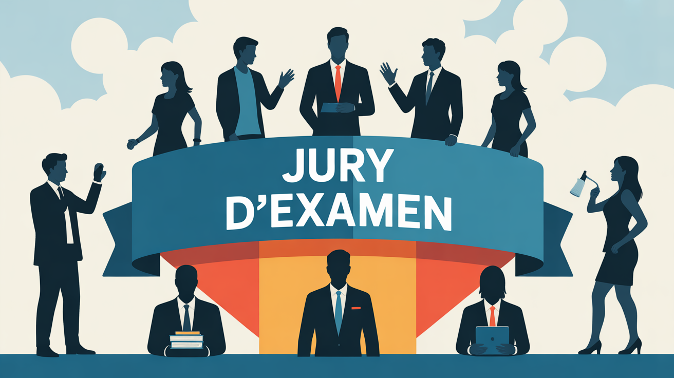 tableau jury d'examen silhouettes échange