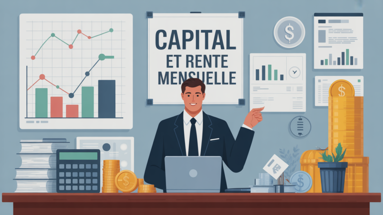 illustration bureau simulation placement avec rente mensuelle