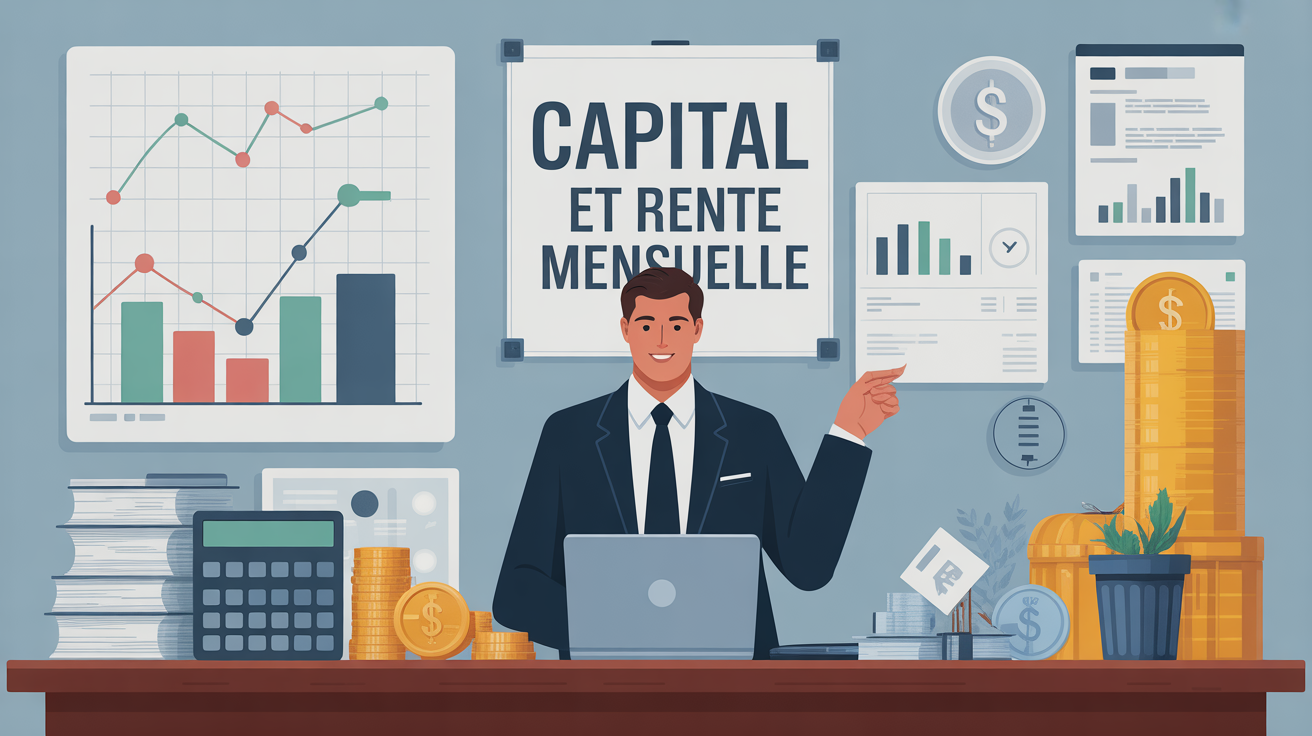 illustration bureau simulation placement avec rente mensuelle