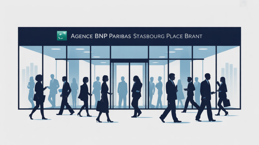 Facade agence bnp paribas strasbourg place brant silhouettes