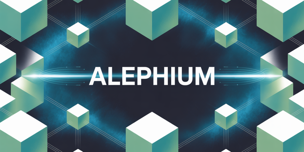 Illustration stylisee Alephium blockchain reseau digital bleu-vert