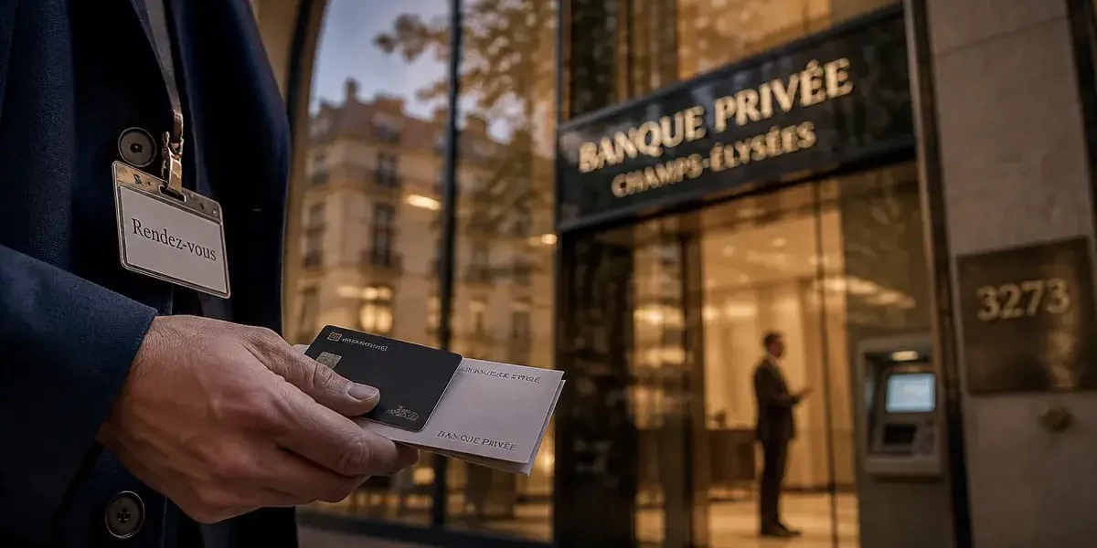 bnp paribas champs elysées : main avec carte devant l’agence
