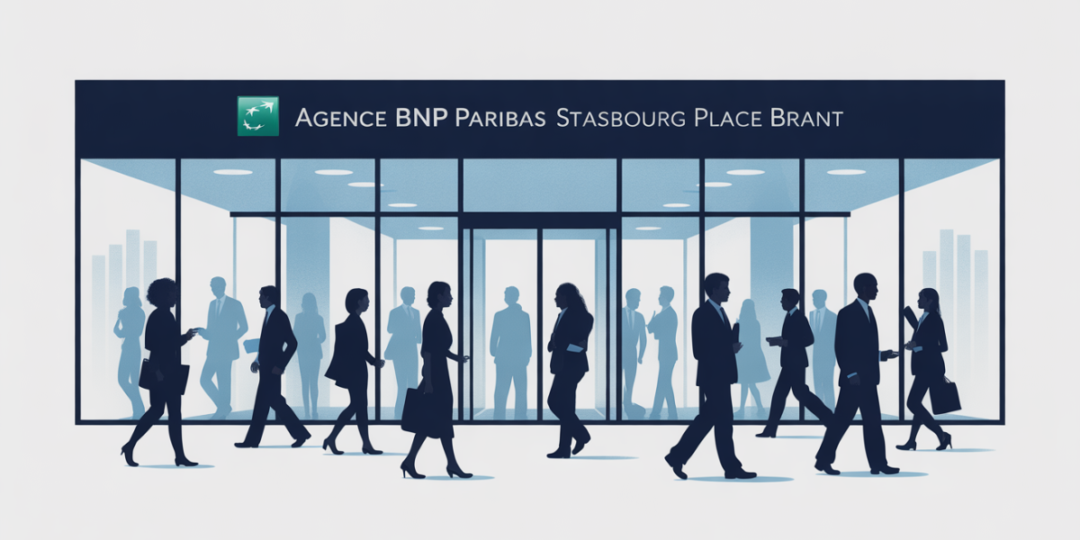 Facade agence bnp paribas strasbourg place brant silhouettes