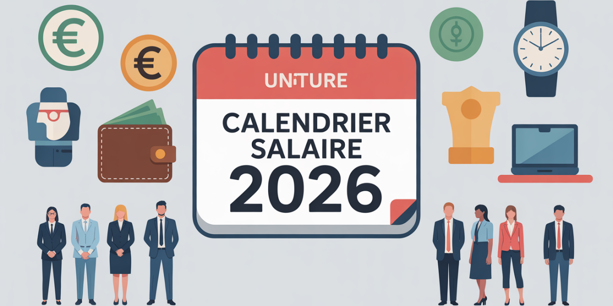 calendrier salaire 2026 mural avec icones euro et agents