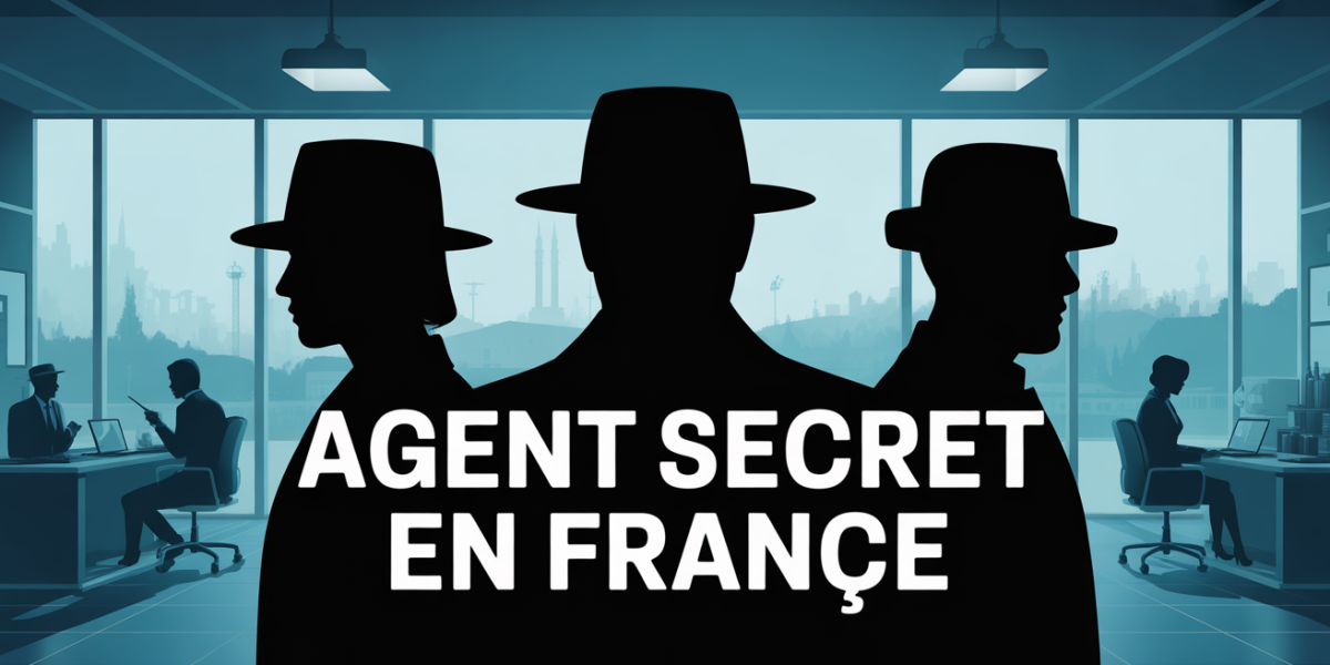 Silhouettes d'agents secrets avec texte comment devenir agent secret