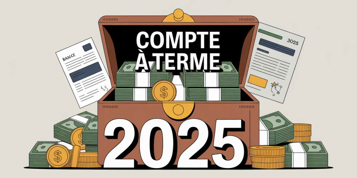 illustration coffre-fort ouvert Compte à Terme 2025 billets pièces sablier