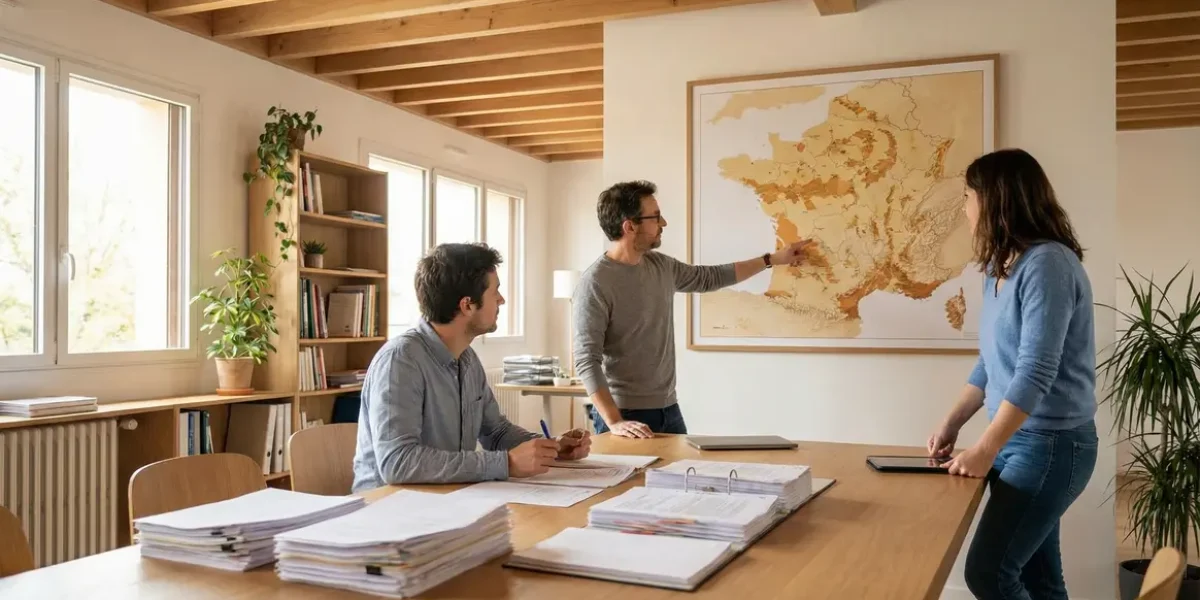 Scène d'entrepreneurs ruraux avec carte ZFRR