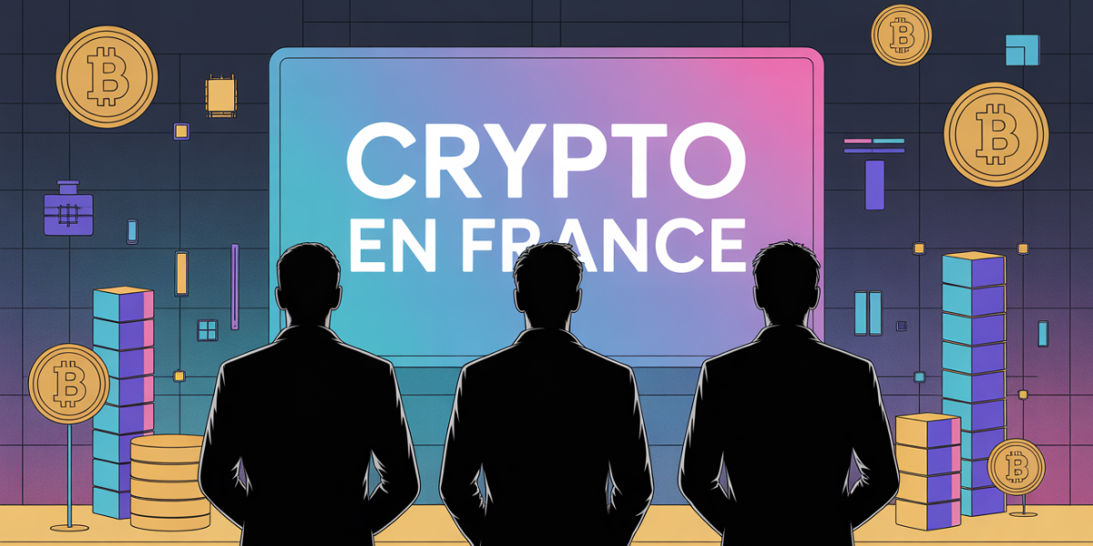 crypto en france univers sécurisé silhouettes écran cadenas
