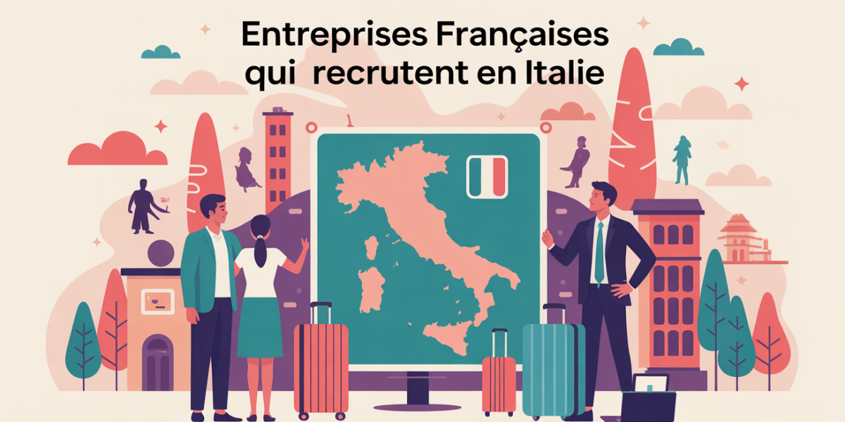 Entreprises françaises qui recrutent en Italie, scène famille et entrepreneur carte Italie