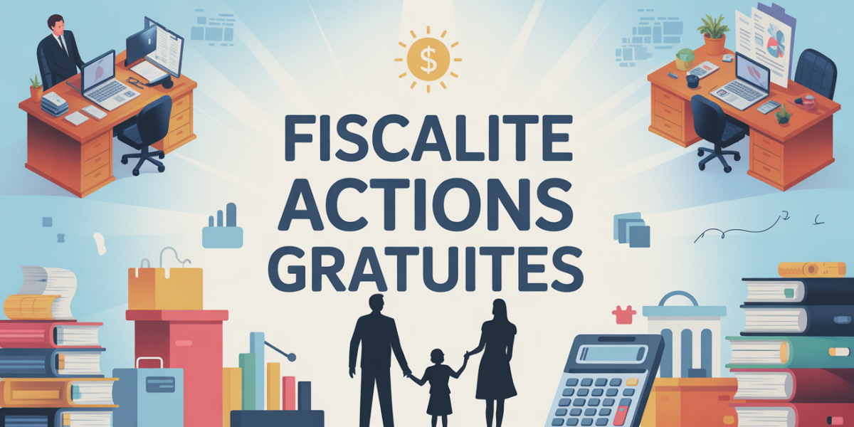 illustration fiscalite actions gratuites bureaux entreprise famille