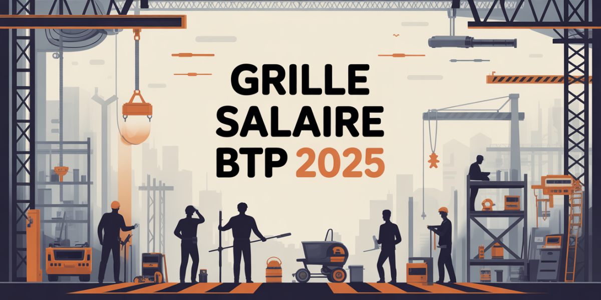 illustration moderne grille salaire btp 2025 chantier