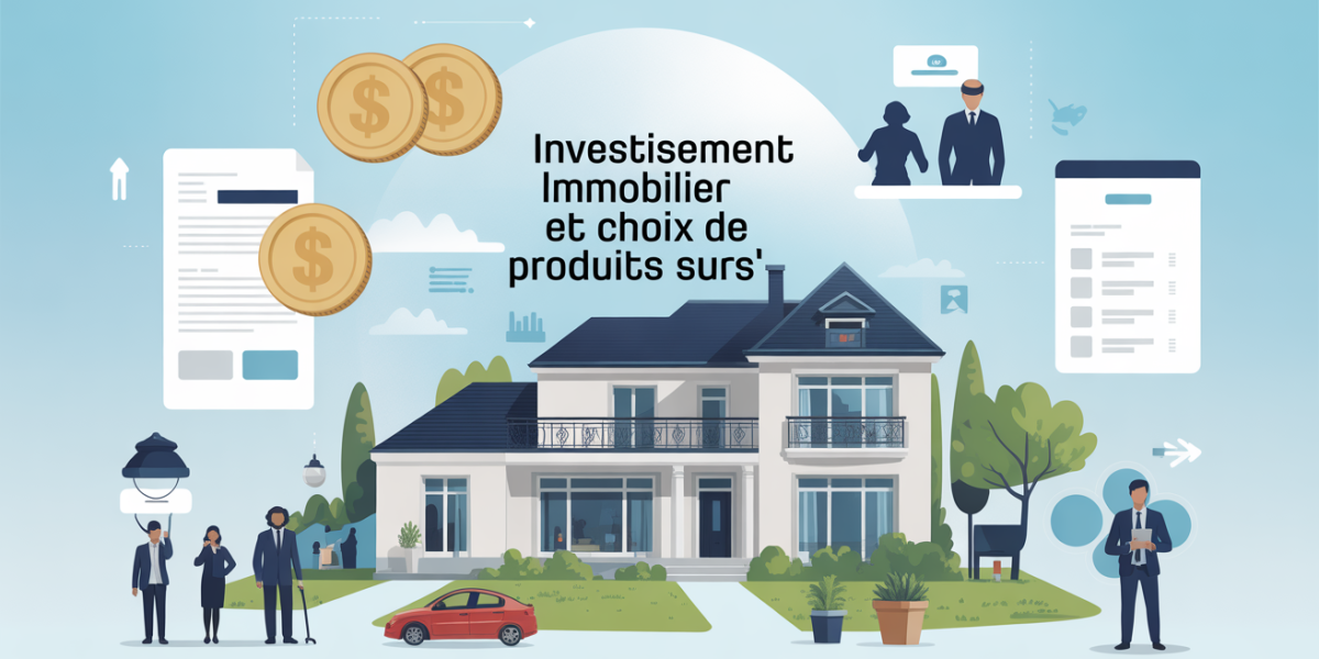 Illustration investissement immobilier et produits sûrs familles entrepreneurs