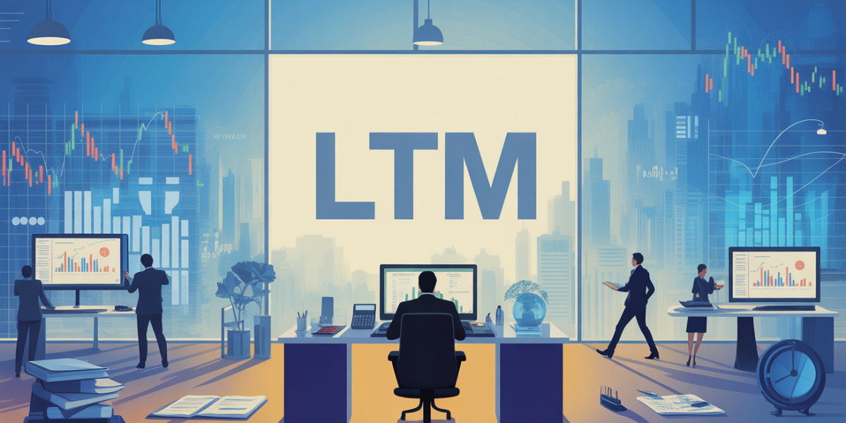 Bureau moderne, graphiques LTM sur écrans