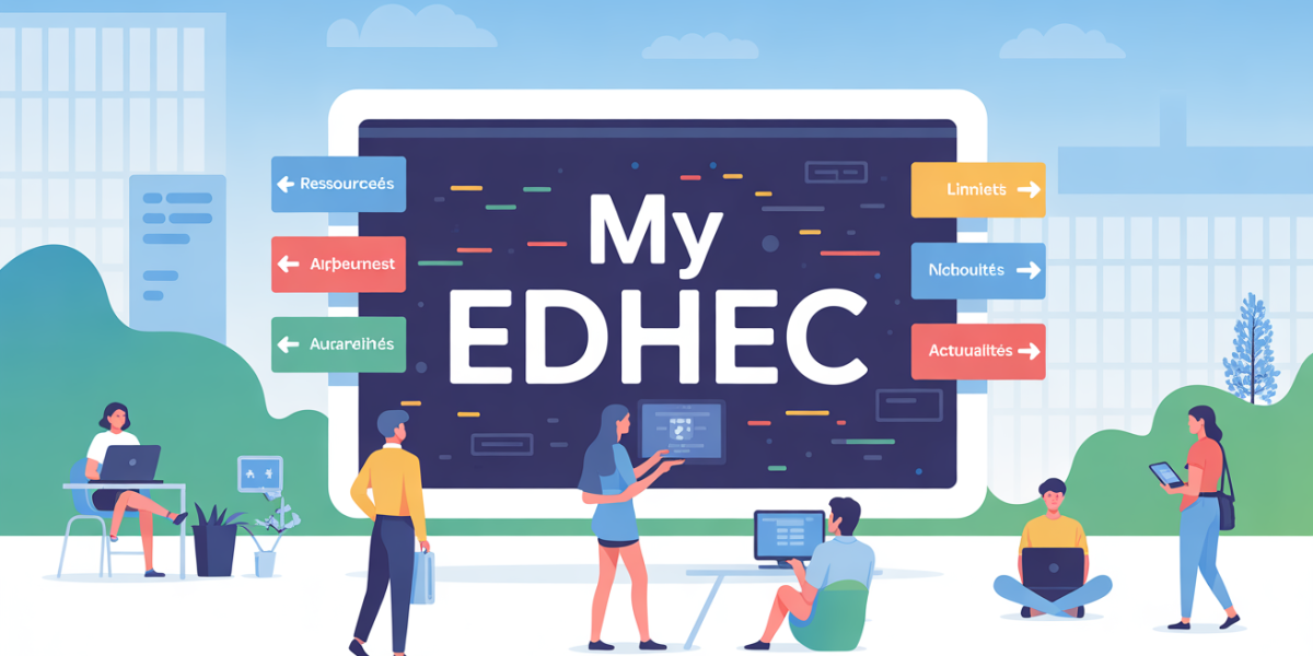 Illustration portail My EDHEC silhouettes campus ressources