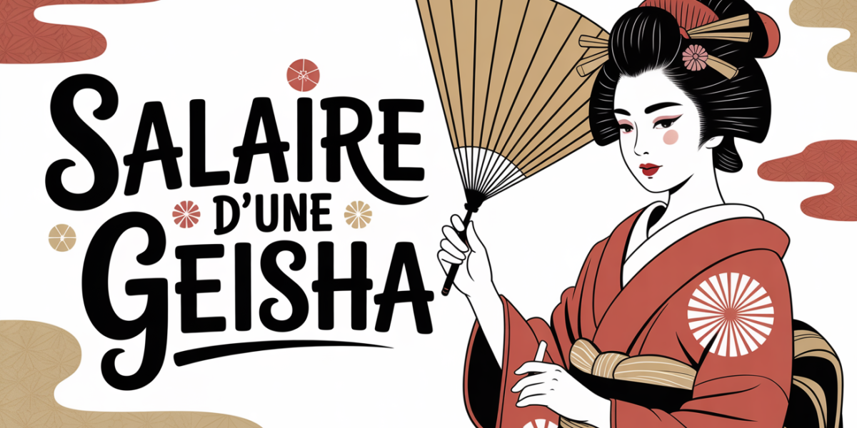 silhouette geisha kimono éventail texte salaire Japon