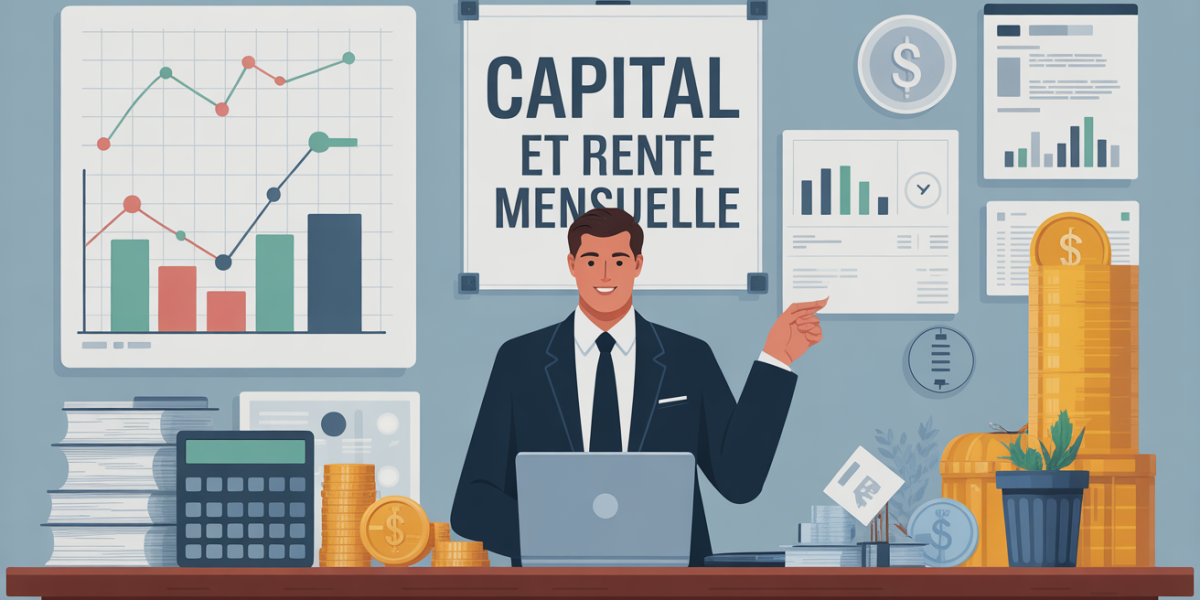 illustration bureau simulation placement avec rente mensuelle