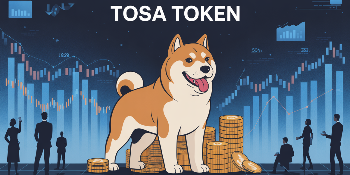 Visuel Tosa Token chien japonais et graphique crypto