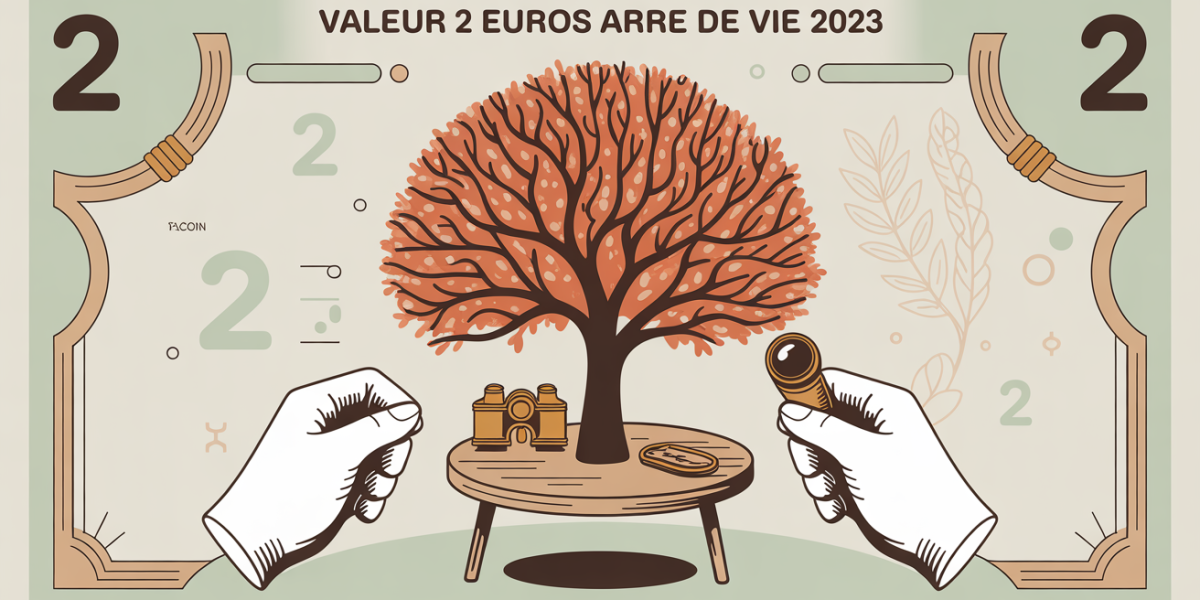 Piece 2 euros Arbre de vie 2023 collection numismatique sur table bois